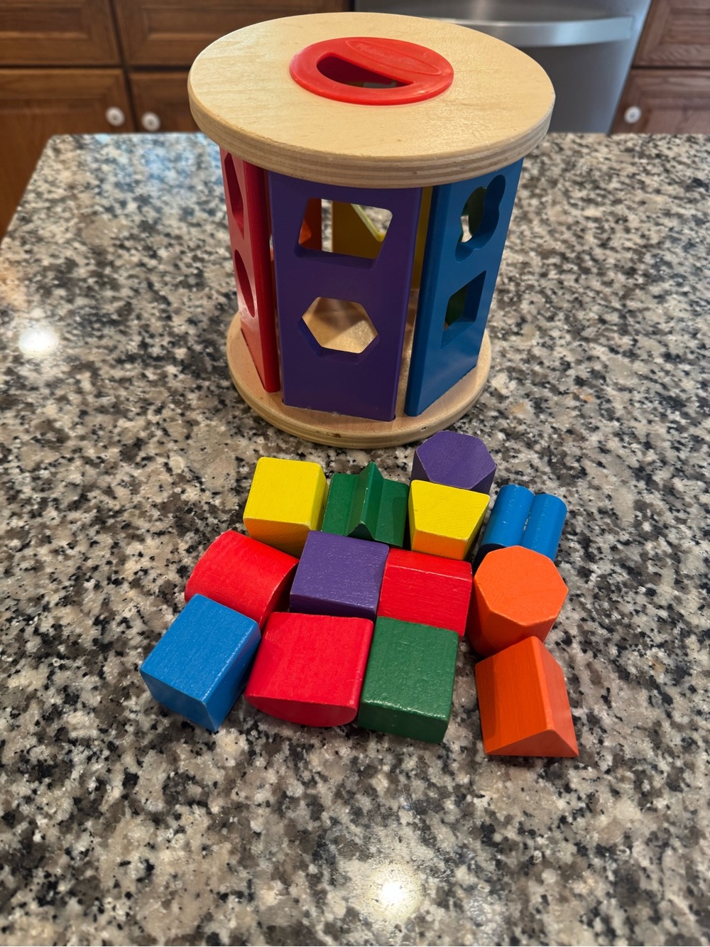 Melissa & Doug Wooden Shape Sorter - Red, Blue, Green, Yellow, Purple, Orange